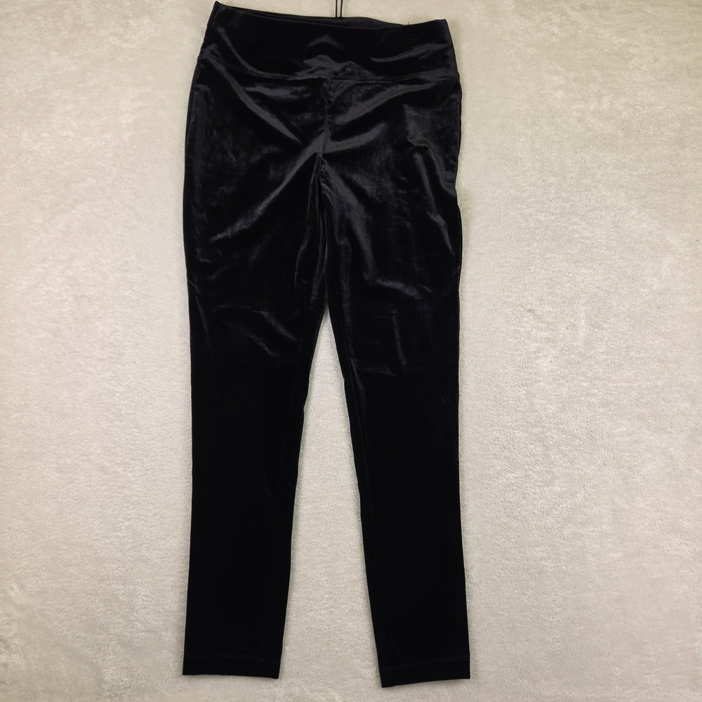 INC International Concepts Black Velvet Leggings Slim Leg Pants Large 4409